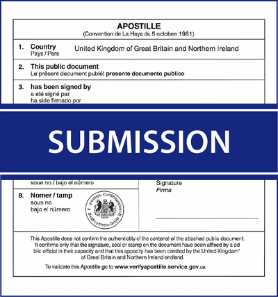 Document submission service for apostille and notarisation